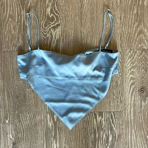 Danielle Bernstein Solid Handkerchief Top in Light Blue